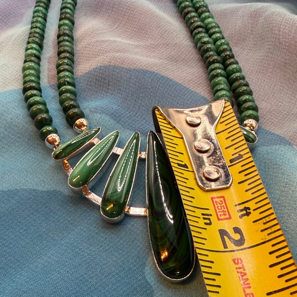 Jay King Malachite & Sterling Silver Pendant Necklace. - Picture 6 of 7